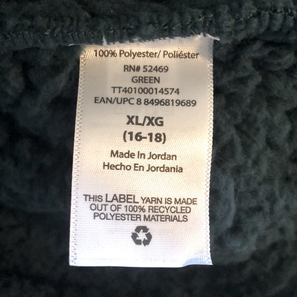 Time and Tru Dark Green Sherpa Pullover - Picture 6 of 7